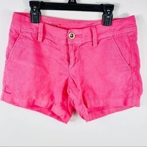 Lilly Pulitzer Pink Linen Calla Shorts, Size 00